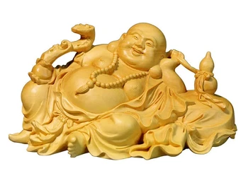 12.5* 6.5* 6.5 CM Nikerdatud Pukspuu Nikerdamist Fugurine : Buddha Munk