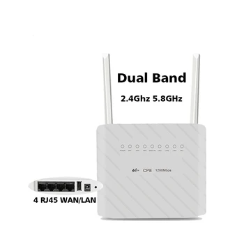 1200Mbps 2.4 Ghz 5.8 GHz Dual Band Wireless 4G Ruuteri Wifi CAT6 WiFi CPE 6000Mah Aku Wifi Kuni 100 Kasutajate 4 RJ45 WAN/LAN SIM