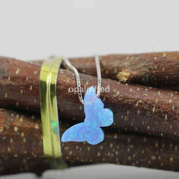 1TK/Palju Mixcolors Kett 8.6*14mm Liblikas Opaal Ripats Kaelakee Sinise ja Valge Sünteetiline Opaal Butterfly Kaelakee kingitus