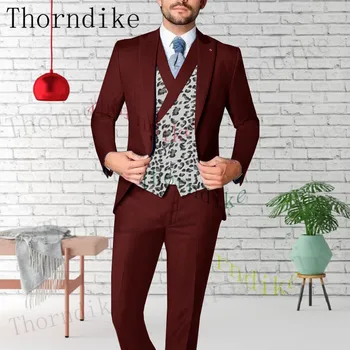 Thorndike Jope + Püksid+Vest 3tk / 2022 Mood Uued Meeste Vabaaja Boutique Business Kleit, Pulmad Peigmehe Ülikond, Mantel Bleiserid