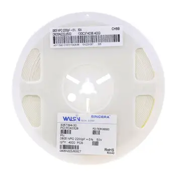WALSIN/WalsinSMD Mitmekihiliste Keraamiliste Kiip Kondensaator 0805 330nF 25V 10% X7R 0805B334K250CT