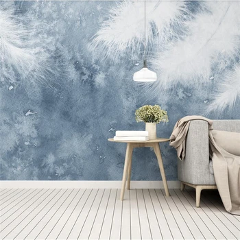 wellyu Kaasaegne minimalistlik käsitsi maalitud suled väike värske Põhjamaade seina custom suur pannoo tapeet de papel parede seinamaaling