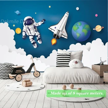 Universumi Tapeet Murals Lastele Tuba, Magamistuba Astronaut Raketi Planeedi TV Taust Seina Baby Lasteaed Lasteaed Decor
