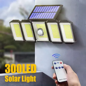 5 Heads 300 LED Päikese Tuled Väljas Liikumisandur Veekindla lainurk-Valgustus Foco Päikeseenergial töötavad LED-Aia Tänava Seina Lamp