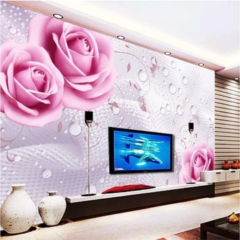 beibehang Kohandatud taustpildi murals foto tõusis dropsi 3D-elutuba, magamistuba diivan-TV taustaks dekoratiivne tapeedi värvimine