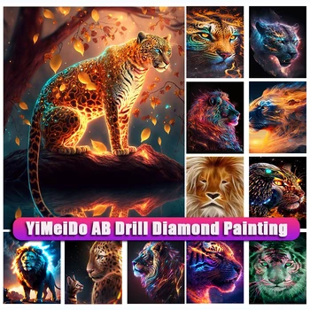 YiMeido Lukuga Kott AB Diamond Maali Lõvi Pilti Täis Puurida 5d Diamond Mosaiik Loomade Tiger Cross Stitch Käsitöö Art Komplektid