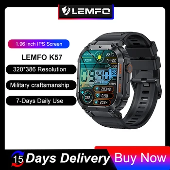 LEMFO K57 Smartwatch Meeste Sõjalise Standard Veekindel 1.96 Tolline 320*386 Bluetooth Nõuab Kohandatud Kiirklahvid Sport Smart Vaadata