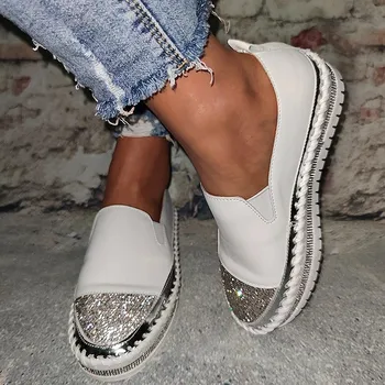 Crystal Vabaaja Jalatsid tossud Mokassiinkingad Kingad 2020New Mood Hubane Tõsta-Naine platvorm Korterid Daamid valge Kõndides kingad
