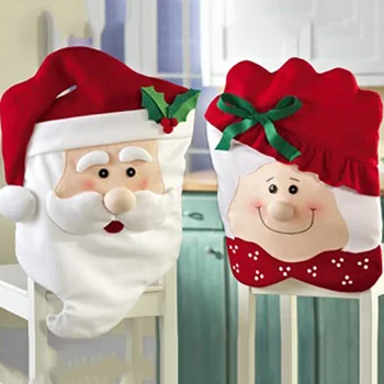 Santa Claus Ühise Põllumajanduspoliitika Tooli Kate Jõulud Söögilaud Red Hat Lumehelves Tool Tagakaas Xmas Jõulud Kodu Kaunistamiseks Ornament