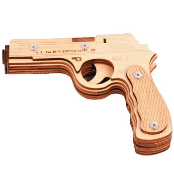 3D Puidust Puzzle kummipaelaga Relvad Püstol M9 Mänguasi Teismelistele Naljakas Õues Mäng Kingitused, Laser Cutting DIY