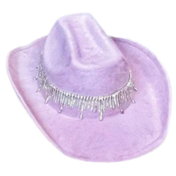 Cowgirl Müts Paistab Tutt Mütsi Elegantne Tutid Crystal Jazz Müts Foto Rekvisiidid