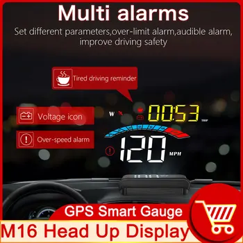 H M16 GPS HUD Head Up Display Kiiruse Esiklaas Kõikidele Autodele Projektor lubatud kiiruse ületamise Alarm Madal Pinge, Väsimus Sõidu Meeldetuletus