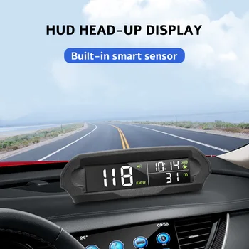 Päikese Digitaalne Auto HUD Spidomeeter Temperatuuri/Kõrgus GPS-Head Up Display Kiiruse ületamise Väsinud Sõidu Meeldetuletus