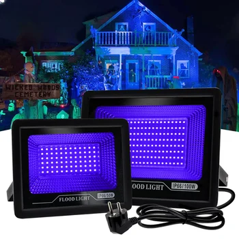 220V LED-UV-Must Üleujutuste Valgus Luminofoor Lava Lamp 50W 100W Uv BlackLight Veekindel Tulvaprožektor Halloween Pool Decor