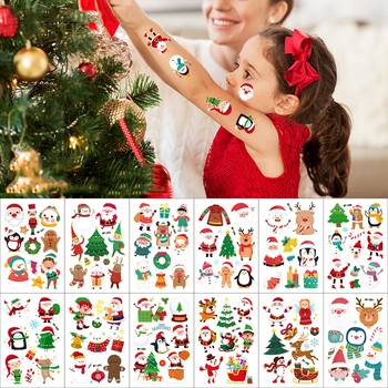 Uute Laste Cartoon Christmas Tätoveering Kleebis Santa Claus Lumehelves Veekindel Ajutine Võlts Nägu, Käsi Kleebis