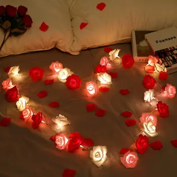 Aku/USB-Käitatakse Haldjas LED Roos Lill Valgus String Valentine Pulm Festoon Vanik Lamp jõulupidu Tuba Decor