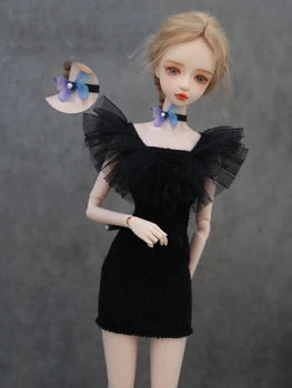 Must pits õhuke kleit + kaelakee / 100% käsitsi valmistatud nukk 30cm riided riided 1/6 Xinyi FR ST Barbie Mannekeeni riided / tüdrukud mänguasi