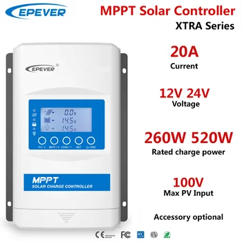 20A EPEVER MPPT Päikese Eest vastutav 12V 24V Auto MaxPV 100V Päikese Laadija Regulaator XTRA2210N Toetada Liitium LeadAcid