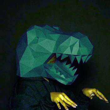 Türannosaurus Rex Pea Katta Täiskasvanud Peakatted Kantav Mask Paber Mudel Loomade Cosplay Papercraft DIY 3D Origami Partei Teenetemärgi