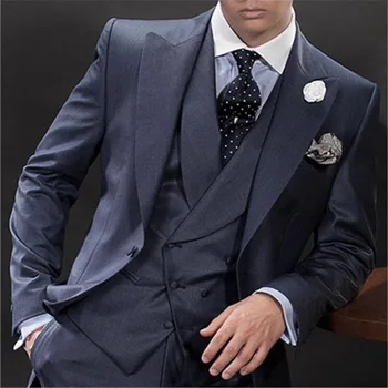 Tume Hall Sobivat Meeste Ülikond Pulm Tuxedos Masculino Slim Fit Meeste Ülikonnad Business Casual Kleit 3Pieces(Jakk+Püksid+Vest+Lips)