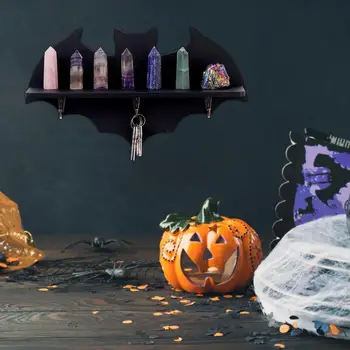 Halloween Must Nahkhiir Crystal Riiul 3 Konksud Gothic Heavy Duty elutuba Puidust Ladustamise Rack Seina Ujuvad Riiul Omanik