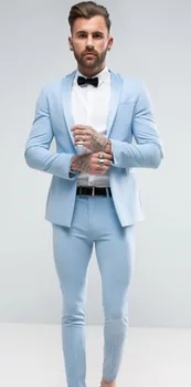 Viimane Mantel Pant Kujunduse Itaalia Helesinine Meeste Ülikond Slim Fit 2 Töö Peigmehe Smoking Kohandatud Mood Tanssiaiset Bleiser Terno Masculino