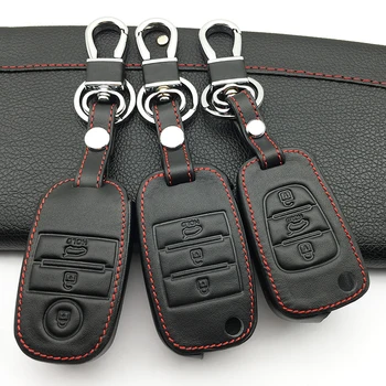 Kõrge kvaliteediga auto, smart key rahakoti auto ehtne nahk key cover nahk võti juhtudel Kia Optima 5 Pr Sportage 3 nööpi remote