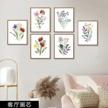Komplekt 6 Wildflowers Art Print Kaasaegne Botaanika Taime Lehed Lõuend Seina art Plakati jaoks elutuba, Magamistuba Home Decor Pilt