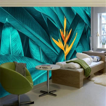 beibehang Troopiliste vihmametsade taimede taustal seina custom suur pannoo roheline silk tapeet de papel parede para quarto