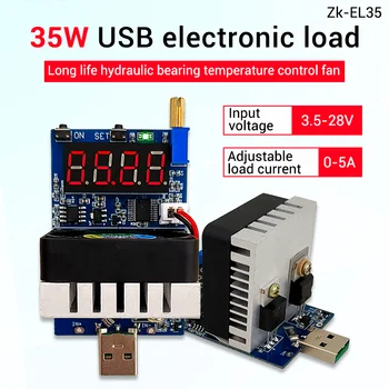 35W Pidev Praegune Elektroonilise Koormus 3.5 v~28v 0A~5A Aku Power Bank USB-Tester Heakskiidu Võimsus Pinge Meetri 12V 24V