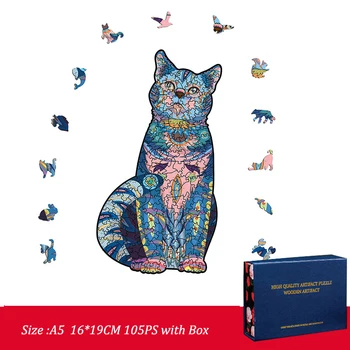 FEOOE Sinine Kass, Kass, Koer, Lõvi Kujuline Puidust Puzzle Ebaregulaarne Loomade Puzzle Tootja Puidust Mänguasi 3d Puzzles YSH