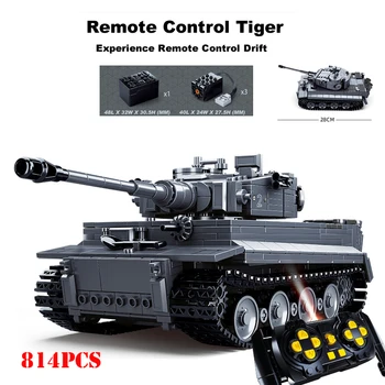 Kaugjuhtimispult Sõjalise T14 piki amata jõge MK4 Tiiger RC-Main Battle Tank, ehitusplokid WW2 Relva Tehnilise Aku Tellised Lapsed Mänguasjad