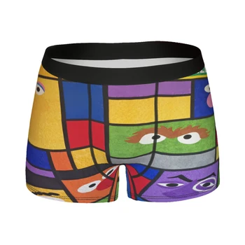 Ruudu Värv Elmo Sesame Street Aluspüksid Puuvillased Aluspüksid Meeste Aluspesu Mugavad Püksid Boxer Püksikud
